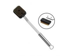 WMF BBQ Grillbürste Lang 43 x 7 cm Cepillo de Limpieza para Barbacoa, Cabezal de latón Intercambiable, Acero Inoxidable 18/8, Silver
