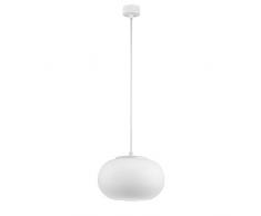 Sotto Luce Dosei Lámpara Colgante de 1 Luz con Pantalla de Vidrio Opalino, Cable Textil y 1 Portalámparas E27, Bola de Cristal de Estilo Moderno, 24 W, Blanco Mate/Blanco/Blanco/Blanco
