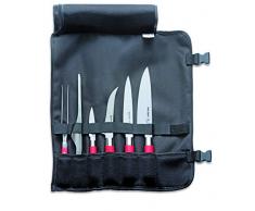 F. DICK 81767000 Red Spirit-Juego (Estuche Enrollable, Tenedor de Carne, Chef, fileteado, Oficina, Pinzas de bufé, Cuchillo deshuesador 56° HRC), Acero Inoxidable de Alto Carbono, Rojo, 50 cm x 43 cm