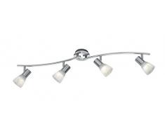 Trio Lighting Lámpara de Techo E14, 6 W, 4er-Balken Nickel Matt, 4 luces