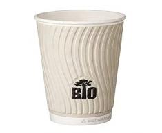 Tessera Bio Products Q530009EGT - Vasos de papel de doble pared a base de agua con pared exterior en relieve, diseño de árbol orgánico, capacidad de 80 mm de altura, 25 unidades