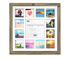 Inov8 16 x 40,64 cm Insta-Frame Marco para Instagram 13/de Estampado a Cuadros de Fotos con paspartú Blanco y Blanco con Borde, 2 Unidades, Madera de Fresno con rústico
