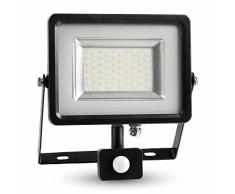 V-TAC SKU.5699 - Proyector LED con detector (30 W, IP44 negro, VT-4830 PIR, plÃ¡stico, y otros materiales, 30 W, altura x anchura x profundidad: 237 mm x 255 mm x 51 mm)