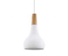 EGLO Lámpara colgante Sabinar, 1 foco, lámpara colgante de acero y madera, color blanco, marrón, casquillo E27, diámetro 18 cm