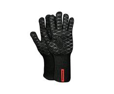Premium BBQ - Guantes para Barbacoa (2 Unidades, aramida/Nomex), Color Negro y Rojo