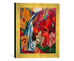 Kunst für Alle  â FotografÃa enmarcada de Franz Marc La Cascada (Mujeres Debajo de un Agua Caso), de impresión handgefertigten imágenes de Marco, 30 x 30 cm, Oro Raya