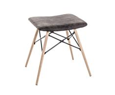 Haku Möbel Taburete 21139 con Estructura de Tubo de Acero en Color Haya, Elementos de unión en Negro, Asiento Acolchado, tapizado de Cuero Artificial Gris