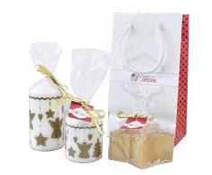 Candele DAurora Juego de Navidad compuesto por: dos ceros con diseÃ±o de estrellas doradas y una vela en forma de estrella dorada, Juego de estrellas doradas