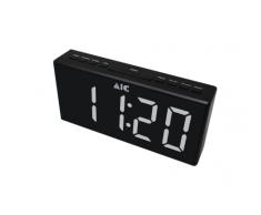 AIC - Radio Reloj Despertador Digital PortÃ¡til, Reloj Despertador con Radio FM, Pantalla LED Blanca tamaÃ±o Jumbo de 24 x 11 cm, Brillo Regulable 5 niveles, Alarma doble, FunciÃ³n RepeticiÃ³n, FunciÃ³n DÃ­a de la semana,