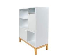 One Couture Aparador, Material de Madera, Blanco/Natural, 80cm x 35,5cm x 98cm