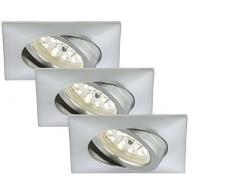 Foco LED empotrable y giratorio, no necesita transformador, baja profundidad de montaje de tan solo 30 mm, triangular, aluminio, Set de 3 5|watts