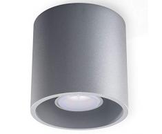 SOLLUX LIGHTING Orbis Downlight LÃ¡mpara De Techo | DiseÃ±o Moderno Con Pantalla CilÃ­ndrica | Fabricado En Aluminio Con 1 Bombilla GU10 Reemplazable | Gris, 10 x 10 x 10 cm