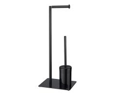 Sealskin Tube Portarrollos con escobillero, Metal, Negro, 200x250x610mm