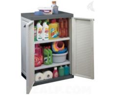 Keter Louvre Armario Bajo con 2 Baldas, Resina, Gris, 91x65x45 cm