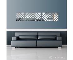 FLEXISTYLE Espejo Decorativo INCAS, 3mm Acrylic Mirror from EU, Living Room, Bedroom, Hallway, Unbreakable, DIY Home Decoration, Silver, Made in EU