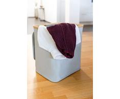 SOSmart SO SMART - Cesto plegable para la ropa con tapa de tela - Gris - 60 L Volumen - Marco de bambÃº - Colector plegable para la ropa de cama plegable