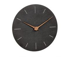 TFA Dostmann Reloj de Pared Moderno de Pizarra, 60.3068.10, sin Ruido de tictac, con manecillas de Madera de Nogal, Reloj de Cuarzo, 25 cm, para Colgar, Color Negro