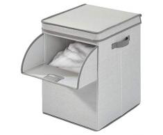 Idesign Tela, Caja Grande En Mezcla De Algodón Y Poliéster Con 2 Asas, Solapa Y Tapa, Organizador Plegable Para Armario, Dormitorio O Cuarto Infantil, Gris, 31,8 Cm X 36,8 Cm X 45,7 Cm