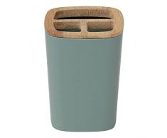 TENDANCE Portacepillos de dientes Rubber hecho en abs y bambu verde, 7,5x7,5x10,5 cm