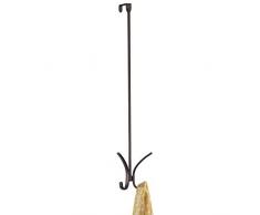 InterDesign - Axis - Gancho organizador, para colocar sobre perfil de puerta; para colgar sacos, sombreros, batas, toallas - gancho cuádruple - 24 - Bronce