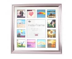 Inov8 16 x 40,64 cm Insta-Frame Marco para Instagram 13/de Estampado a Cuadros de Fotos con paspartú Blanco y Negro con Borde, 2 Unidades, Ripple Plateado