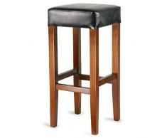 bar@drinkstuff Taburete cuboide de Madera Negro con Cuatro Patas de Piel sintética