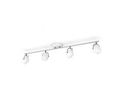 Philips myLiving 4 Focos Rivano LED Blancos en Metal, 4,3 W y 430 Lúmenes por Foco Equivalentes a 37 W en Incandescencia, Luz Blanca Cálida