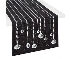 Coin Casa 6534351 Camino bolas Navidad, 100% algodón, negro, 40.0 X 160.0 X 0.5 Cm