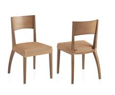 Bartali Pack Dos Fundas elásticas sillas Olivia - Color beige -Tamaño (45 x 45 cm).