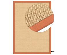 benuta Sisal Teppich mit Bordüre Orange 140x200 cm | Naturfaserteppich für Flur und Wohnzimmer Alfombra, Naranja, 140 x 200 cm
