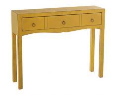 DRW Mesa de Entrada de Madera con 1 Cajon en Amarillo 94x24xx78cm