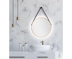 Talos Espejo de Pared Redondo Decorativo con iluminaciÃ³n LED indirecta en Dorado Mate, diÃ¡metro de 50 cm