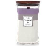 WoodWick Vela perfumada Trilogy de reloj de arena grande con mecha crujiente | Cielo amatista | Hasta 130 horas de tiempo de combustiÃ³n