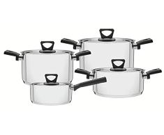 Tramontina BRAVA BAQUELITE - BaterÃ­a de cocina (4 piezas, acero inoxidable, 3 ollas, 1 cazo con tapa, apto para todo tipo de fuegos, asas de baquelita, apto para lavavajillas