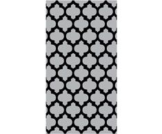 Homemania - Alfombra Estampada, 25% poliÃ©ster, 75% algodÃ³n, Gris, Negro