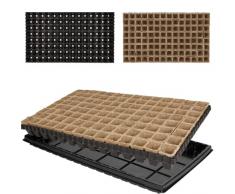 GARDENIX Plato de Cultivo con 112 macetas de turba (Cuadrado, 3,5 cm x 5 cm)