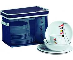 Marine Business Regata Pack de vajilla con Cesta Rectangular, Melamina,, 34.5 x 25.5 x 26 cm, 25 Unidades