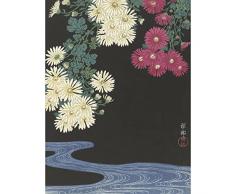 Ohara Koson Chrysanthemums Running Water Japanese Large XL Wall Art Canvas Print Agua japon�s pared