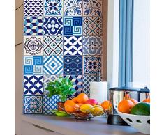 Pegatinas adhesivas de azulejos | Pegatinas autoadhesivas de azulejos de cemento â Mosaico azulejos de pared baño y cocina | Azulejos adhesivos de pared â 15 x 15 cm â 24 piezas Lendro