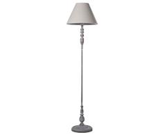 DRW Lampara de Pie con Pantalla de Metal y Lino en Gris Gastado 38x155cm, Base 26x133cm