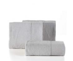 Eurofirany - Juego de 3 Toallas de Mano de algodón con Ribete de Costura metálica Suave, 70 x 140 cm, Color Plateado