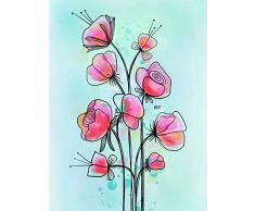 Abstract Flowers Colourful Watercolour Painting Large Wall Art Poster Print Thick Paper 18X24 Inch Resumen Las flores Vistoso Acuarela Pintura pared ImpresiÃ³n del cartel