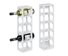 Relaxdays Pack 2 Botelleros Vino Bambú, EstanterÃas 5 Botellas Tinto, 53 x 14 x 12cm, Vertical, de Pie, Vinoteca, Blanco