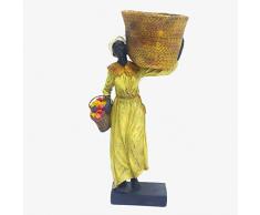 Better & Best Sra Figura Decorativa de señora con canasto Pastel, Medidas 14x15,5x31 cm, Material: Resina, Amarillo, Talla única