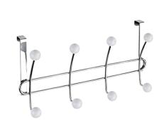 WENKO Percha para la puerta Lissa 4 ganchos, Colgador para la puerta con 8 ganchos, para puertas usuales de hasta 2 cm, Acero, 35 x 18 x 6.5 cm, Cromo brillante