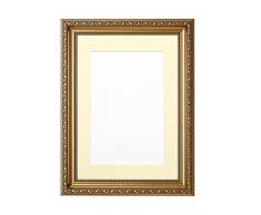Paintings Frames 10 x 8 Pulgadas para 8 x 6 Pulgadas - Cuadro Decorado Shabby Chic Marco de Foto/póster - con Placa de Soporte de MDF - Marco de Oro con Marfil Montaje