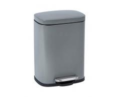 Wenko 23716100 Leno Easy-Close - Cubo de Basura con Pedal (Acero, 21,5 x 19 x 29,5 cm), Color Blanco