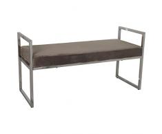 DRW Banqueta de Acero Inoxidable con Asiento de Terciopelo en Acero Brillo y Gris 103x41x54cm, Asiento 40cm