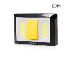 EDM Linterna 150 lumens con Base imantada y Adhesiva. edmfunciona con 4 Pilas x AAA. 11,2X 7,5 x 3 cm, Amarilla, 0