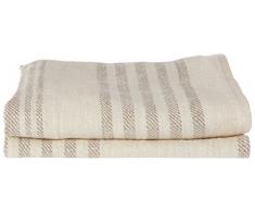 Linenme Toallas de mano y de visitas Linum de lino. Juego de 2. Color crema, 47cmx70cm